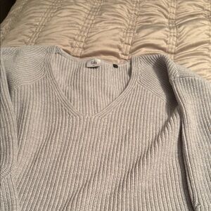 CAbi Women's Light Gray V-Neck Sweater